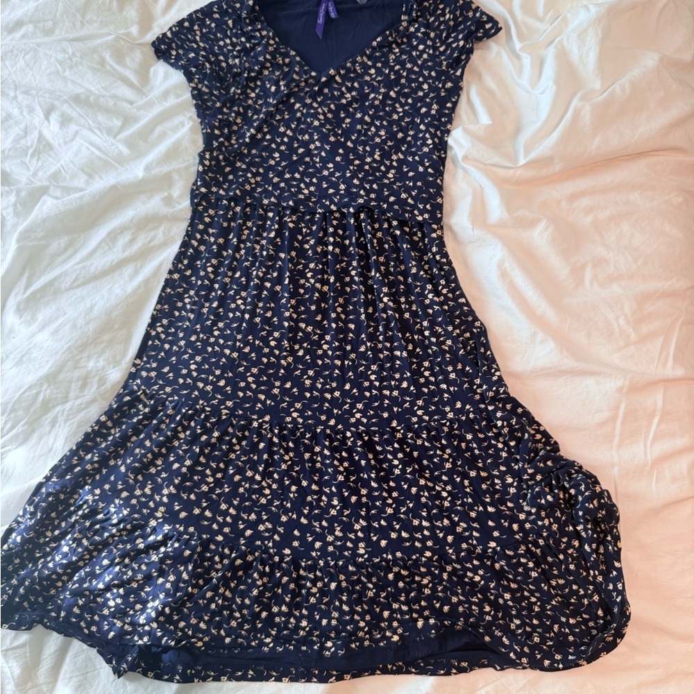 Seraphine Navy Blue Floral nursing Midi Dress